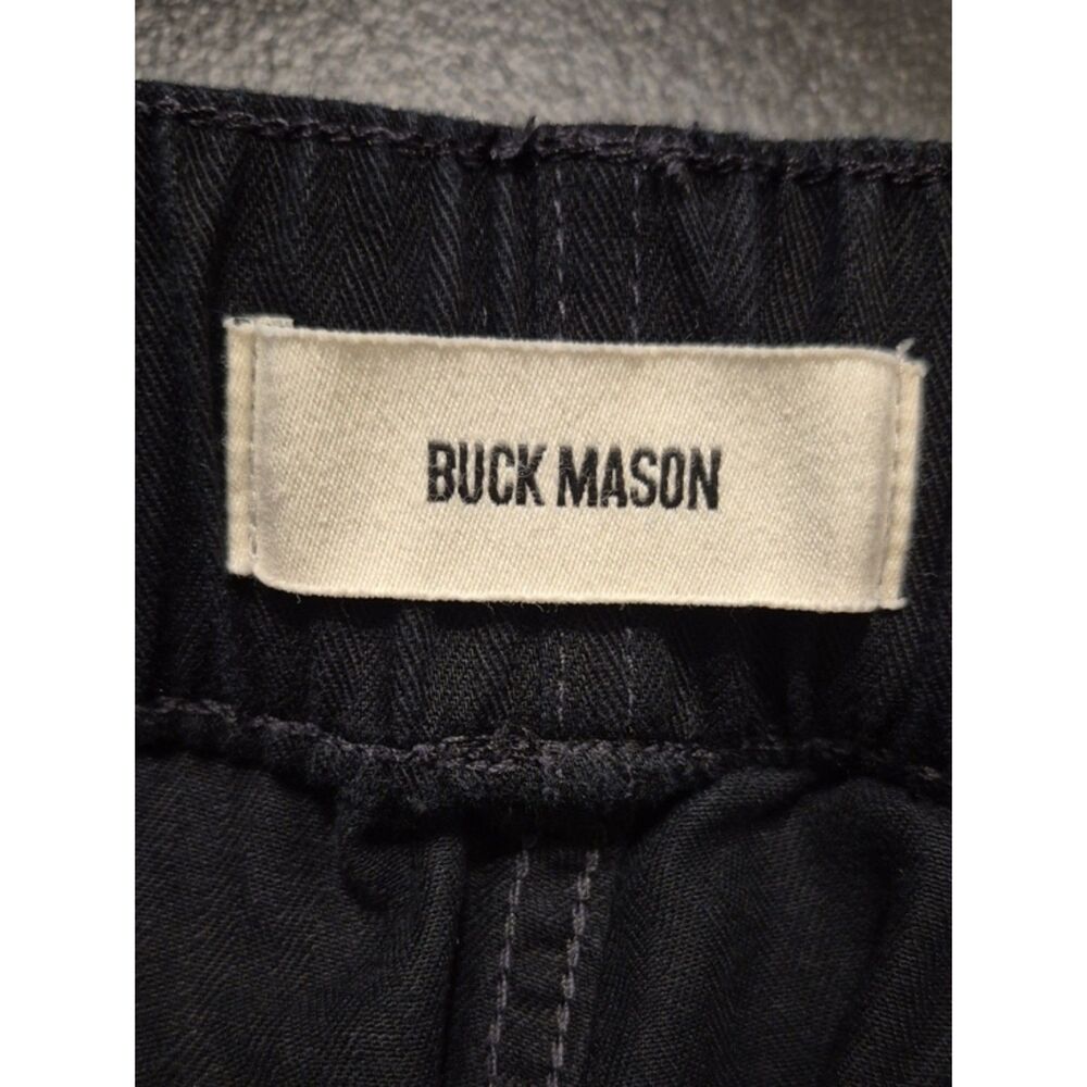 Buck Mason Herringbone Utility Pants S Black Wide Leg Pull-On Fatigue Workwear - Picture 6 of 10